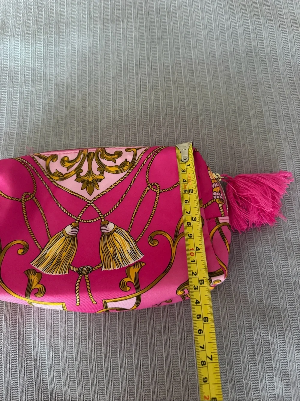 Estee Lauder Hot Pink and Gold Tassel Cosmetic Pouch new
